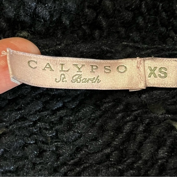 Calypso St Barth Wool & Silk Chunky Knit Blend Open Front Cardigan Sweater Black - Picture 12 of 12